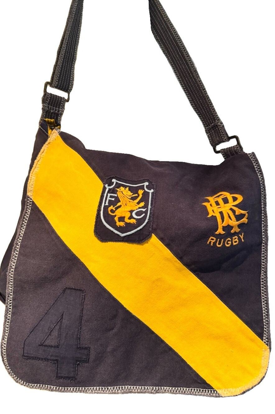 🥩RARE Rugby Ralph Lauren Preppy Varsity Navy Yellow #4 RLFC Crests Tote Bag